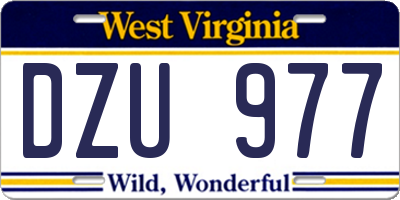 WV license plate DZU977