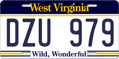 WV license plate DZU979