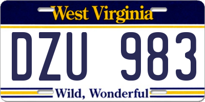 WV license plate DZU983