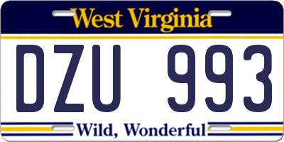 WV license plate DZU993