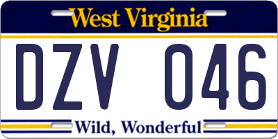 WV license plate DZV046