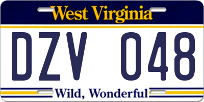 WV license plate DZV048