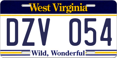 WV license plate DZV054