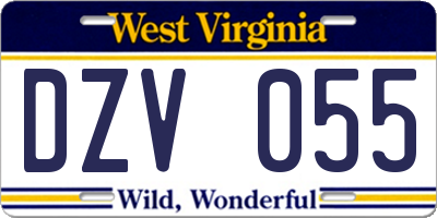 WV license plate DZV055