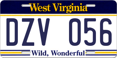 WV license plate DZV056