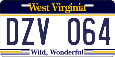 WV license plate DZV064