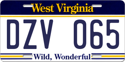 WV license plate DZV065