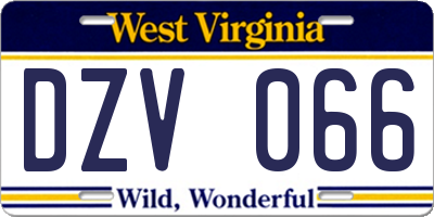 WV license plate DZV066