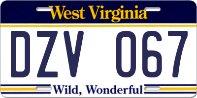 WV license plate DZV067