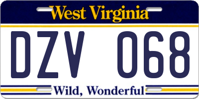 WV license plate DZV068