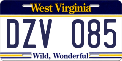 WV license plate DZV085