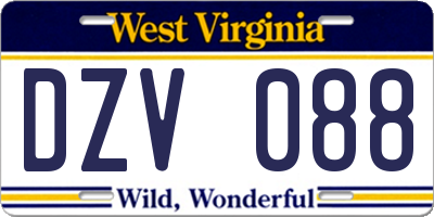 WV license plate DZV088