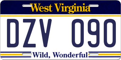 WV license plate DZV090