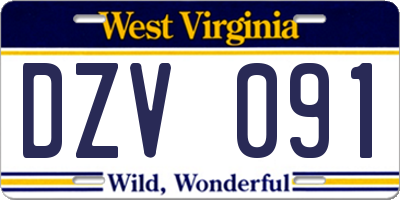 WV license plate DZV091
