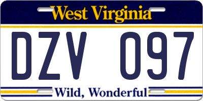 WV license plate DZV097