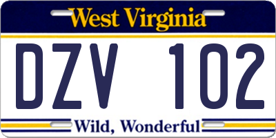 WV license plate DZV102