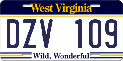 WV license plate DZV109