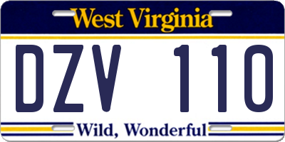 WV license plate DZV110