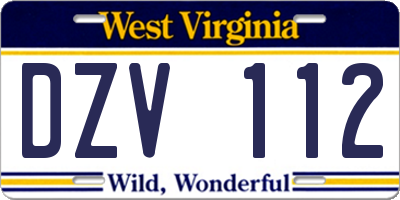 WV license plate DZV112