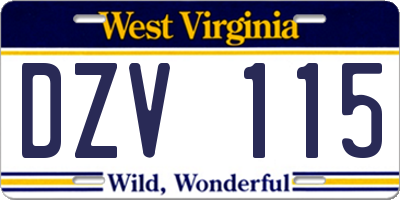 WV license plate DZV115