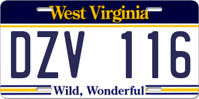 WV license plate DZV116