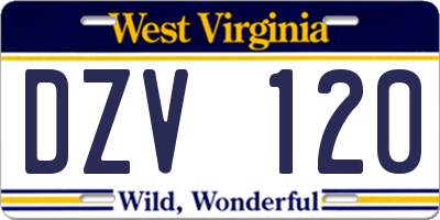 WV license plate DZV120