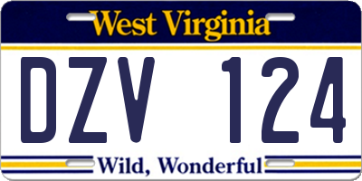 WV license plate DZV124