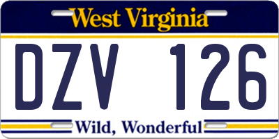 WV license plate DZV126