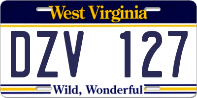 WV license plate DZV127