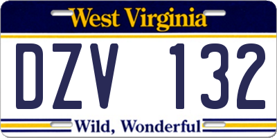 WV license plate DZV132