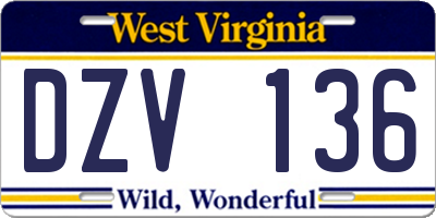 WV license plate DZV136