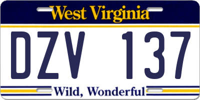 WV license plate DZV137