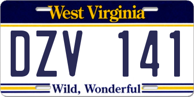 WV license plate DZV141