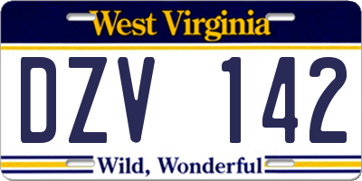 WV license plate DZV142