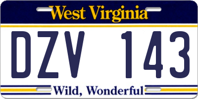 WV license plate DZV143