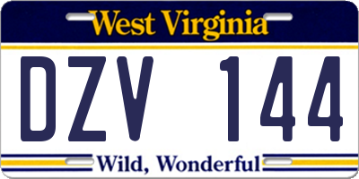 WV license plate DZV144