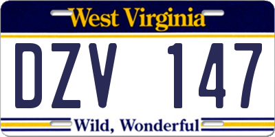 WV license plate DZV147