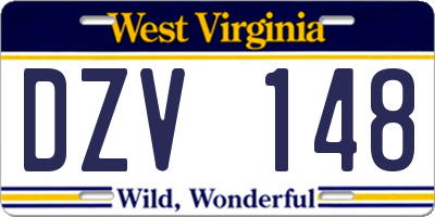 WV license plate DZV148