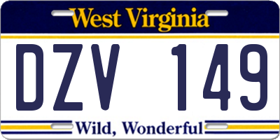 WV license plate DZV149