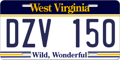 WV license plate DZV150