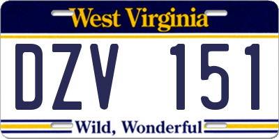 WV license plate DZV151