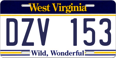 WV license plate DZV153