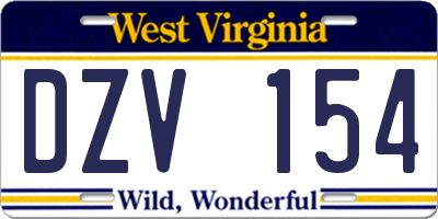 WV license plate DZV154