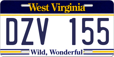 WV license plate DZV155