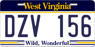 WV license plate DZV156