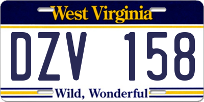 WV license plate DZV158