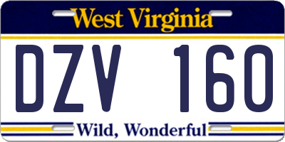 WV license plate DZV160