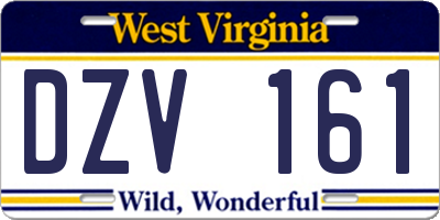 WV license plate DZV161