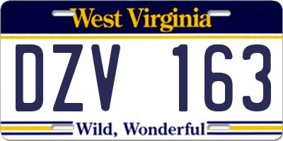 WV license plate DZV163