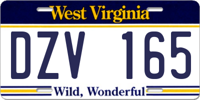 WV license plate DZV165